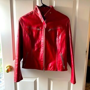 Vintage Peruzzi Genuine Italian Leather Red Leather Jacket